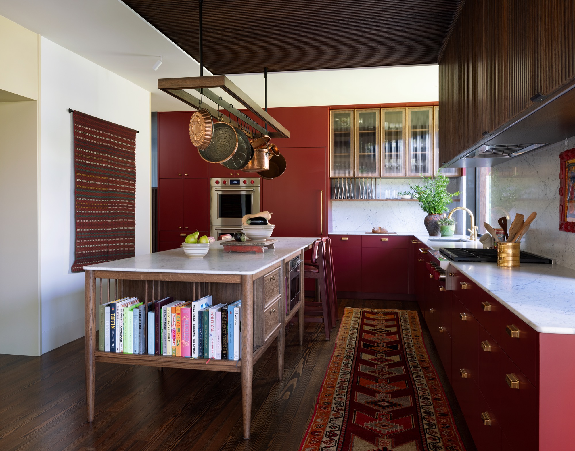 Victorian House kitchen island with fluted wood in Austin, Texas